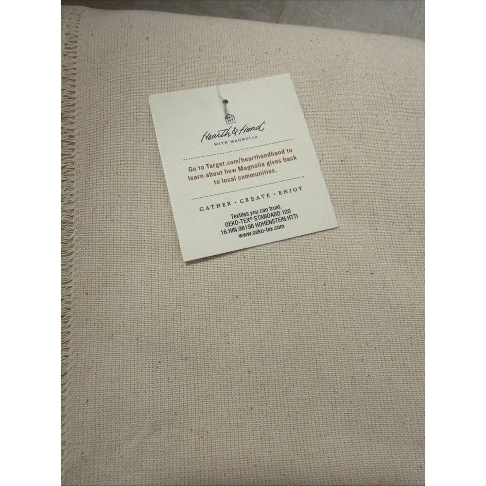 New Hearth & Hand With Magnolia Holiday Rectangle Tablecloth Beige Red  60x84
